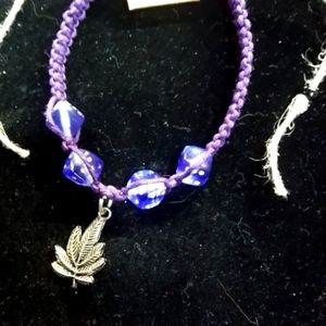 Purple 420 leaf dice bracelet OS